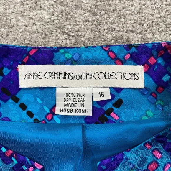 ANNE CRIMMINS for LUMI COLLECTIONS Blue Plaid Silk Skirt Suit Set Size 16 - Picture 5 of 16
